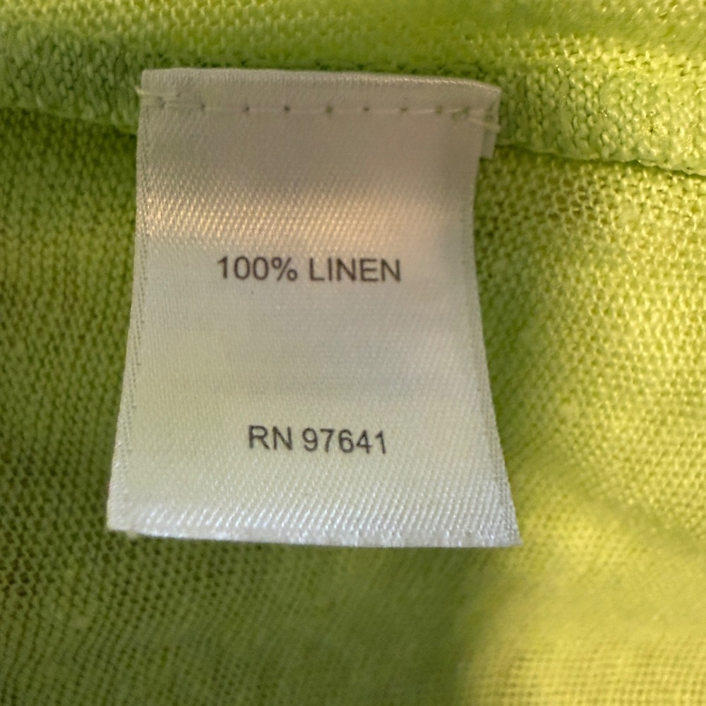 J. Jill Love Linen Cardigan XL Lime Green Open Front Asymmetrical Hem 100% Linen - Picture 3 of 8